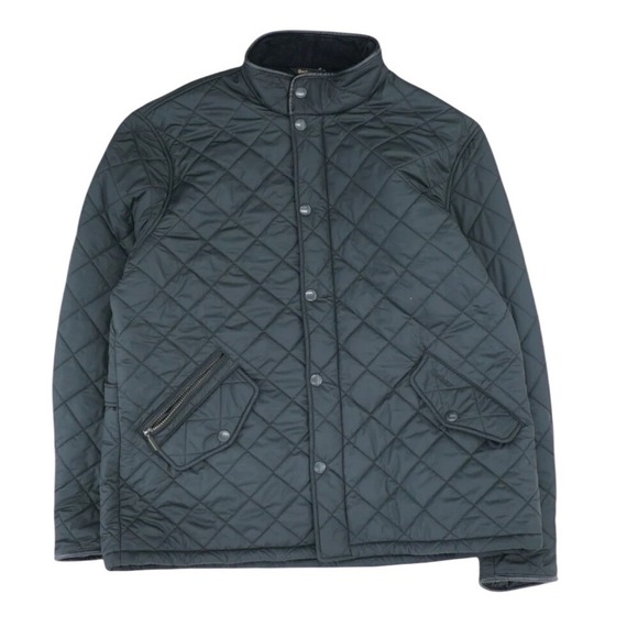 Barbour Powell Quilted Jacket Mens XL Black Excellent Fleece Lined Diamond Quilt
